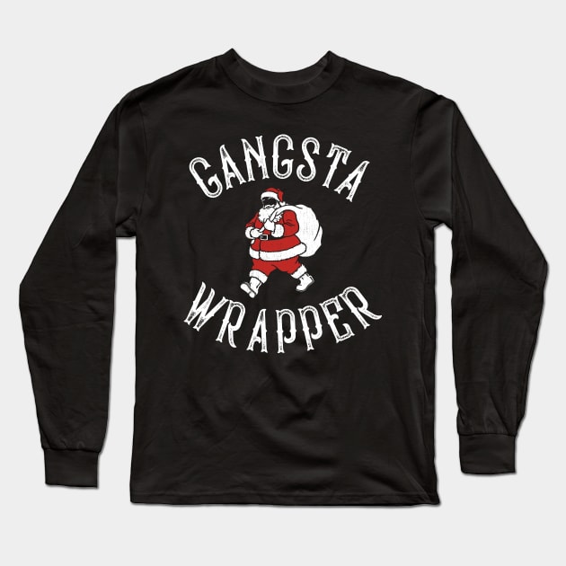 Gangsta Wrapper Christmas Santa Long Sleeve T-Shirt by Tingsy